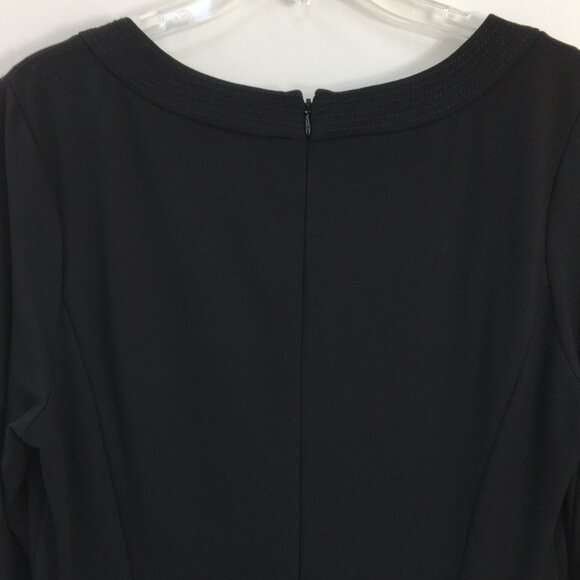 Talbots Long Sleeve Shift V-Neck Sheath Dress in Black Size 10 EXCELLENT - Picture 6 of 8